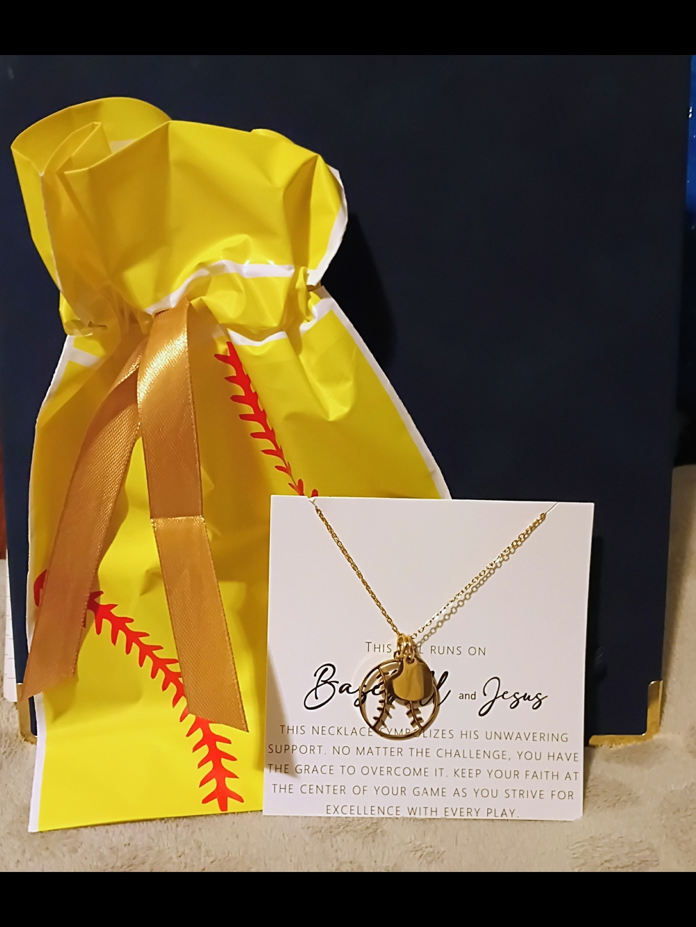 Gold Baseball Charm Necklace 9 Total